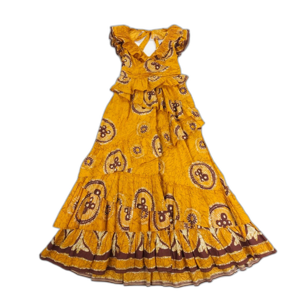 NEW Anthropologie Love the Label Adrienne Ruffled Boho Maxi Dress Heritage Boho